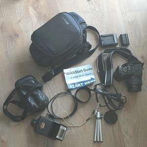 Olympus C-8080 Wide Zoom Camera and accessories